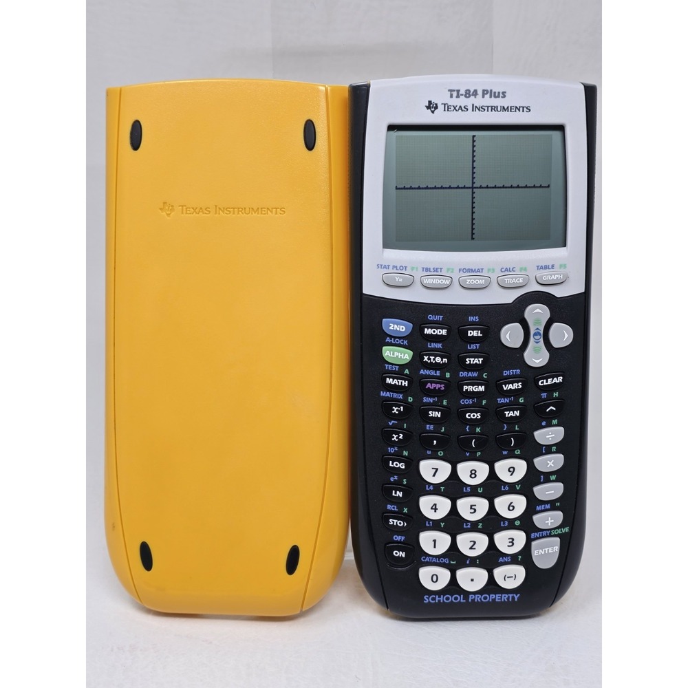 Texas Instruments TI 84 Plus Graphing Calculator Yellow School Property Works